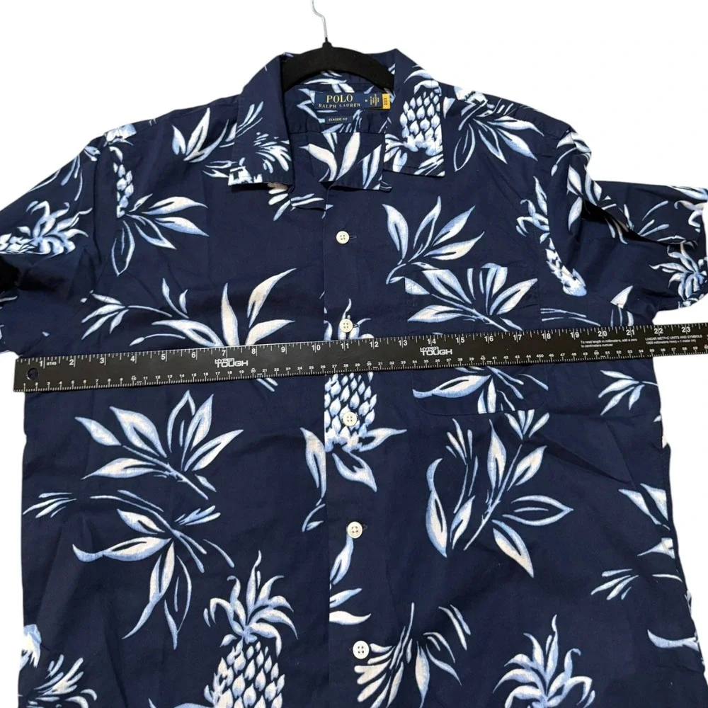 Polo Ralph Lauren Classic Fit Pineapple Camp Shirt Navy Hawaiian Mens Sz M
